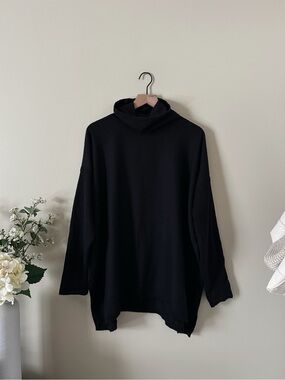 NEW Cuyana Baby Alpaca Long Sleeve Turtleneck Sweater Black